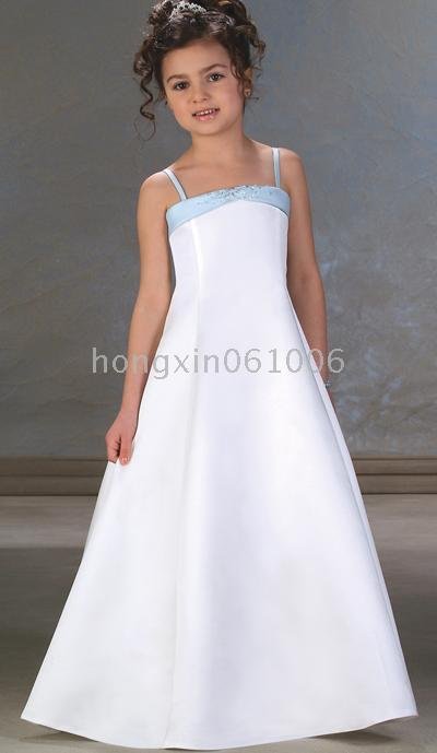 Floor- Length Satin Flower girls girl prom A-Line dress Junior Bridesmaid Dress &Custom made A*775