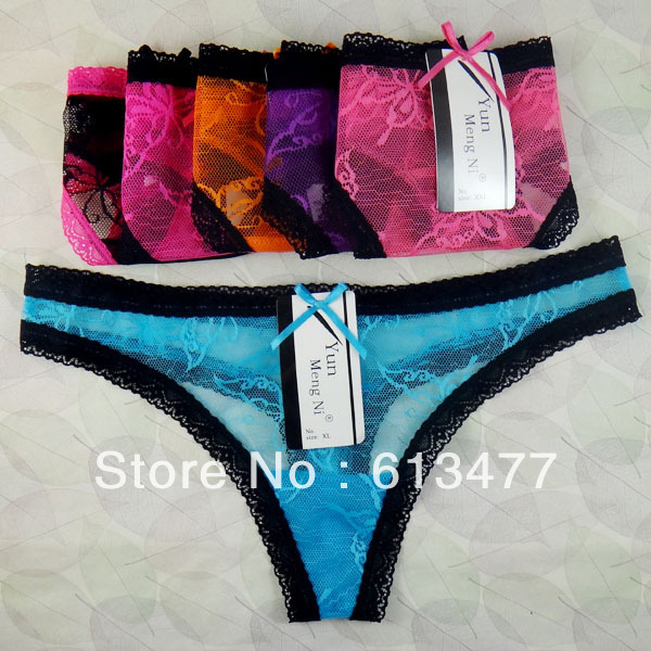 Floral G-string Sexy Lingerie Women Panty lace Underwear Lady Thong  Intimate Wear, g string for women,different color 87176-3