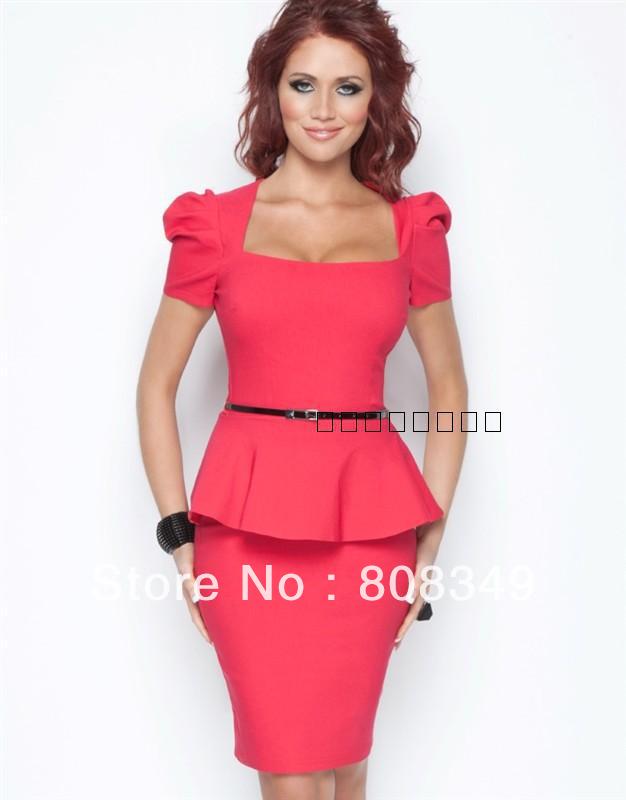 Flounced dress Slim waist show thin two-piece dress free shipping