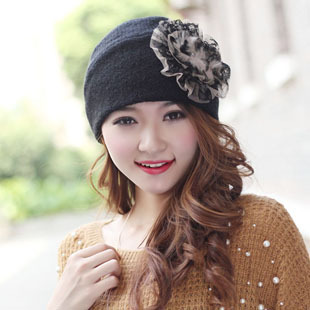 Flower cap double layer thermal pocket hat brief toe cap covering cap autumn and winter millinery