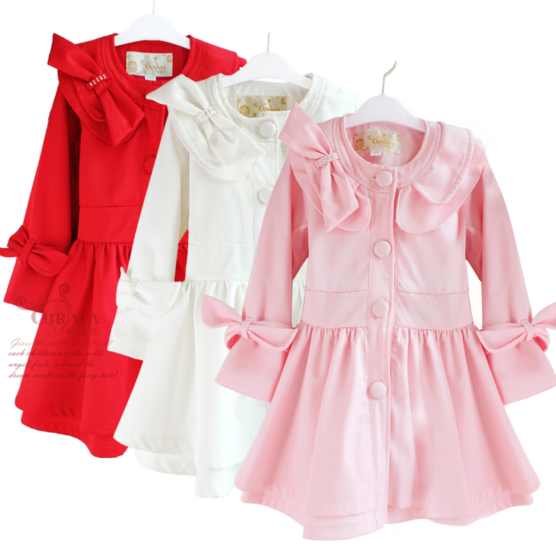 Flower children's clothing 2012 spring and autumn child trench female child overcoat slim medium-long outerwear