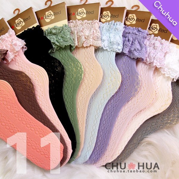Flower chokecherry vintage cutout crochet lace decoration 11 women's sock