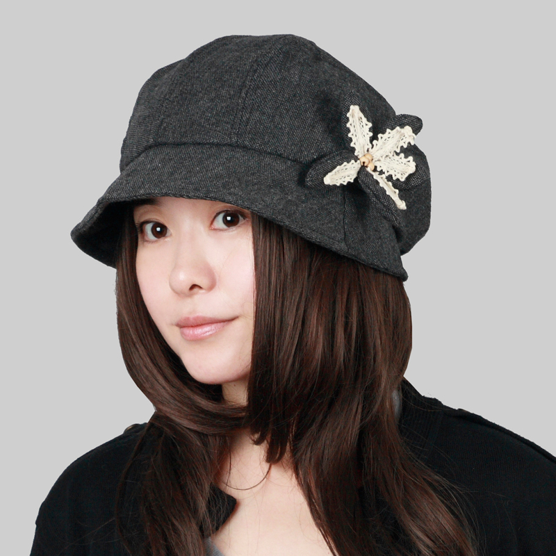Flower decoration fashion cap newsboy cap hat women's autumn and winter