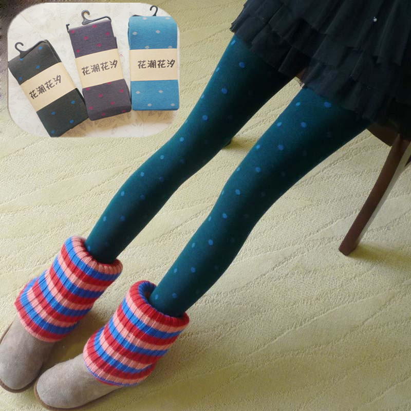 Flower fashion vintage autumn and winter thickening cashmere dot step pantyhose socks