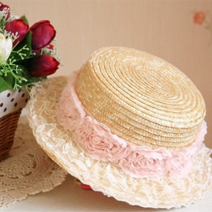 Flower female lace ccia cap flat strawhat fedoras bucket hat sunbonnet beach cap !