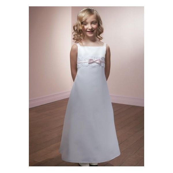 flower girl dress  applique beaded  A-line  sweet  lovely  white  floor-length