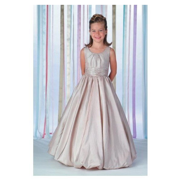 flower girl dress ball gown applique beaded sashes  sweet   white  floor-length