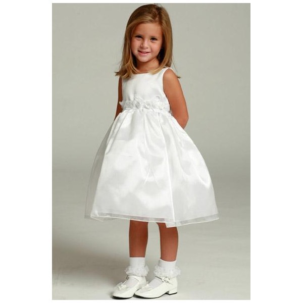 flower girl dress  lovely flower white appliques ball gown knee-length