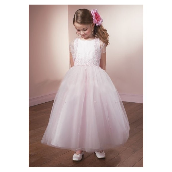 flower girl dress princess  with jacket  glamorous appliques  lovely  beige ankle-length