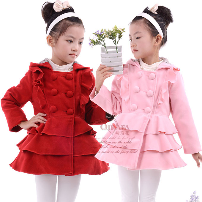 Flower girls clothing child autumn and winter thermal outerwear clip cotton overcoat girls casual cotton-padded jacket trench