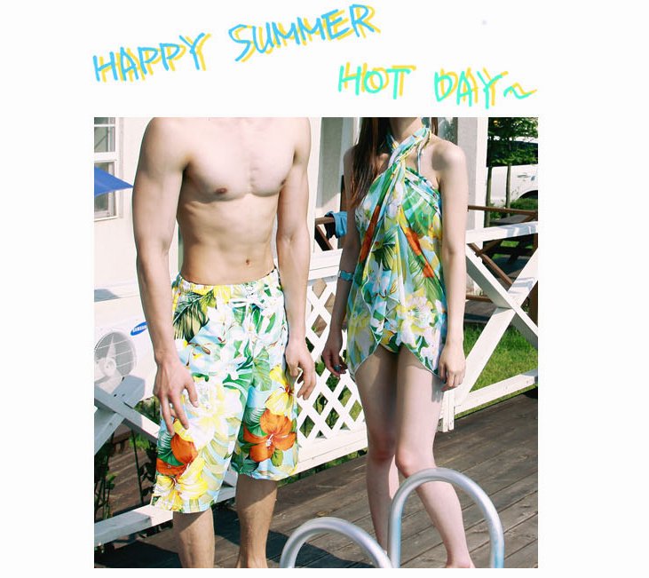 Flower green male beach pants lovers shorts casual shorts large belts breeched underpants