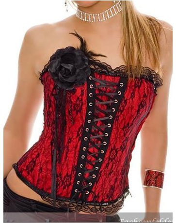 Flower Lace Boned Corset White/Red/Black sexy Corset 3 color available full size in stock