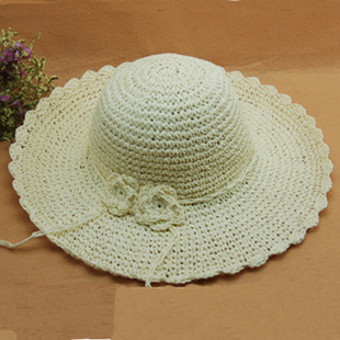 Flower large brim hat sunbonnet beach cap fashion all-match summer women's strawhat
