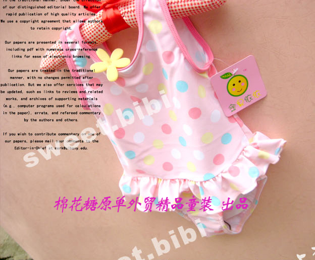 Flower pink big dot tank dress one-piece swimsuit child female child swimwear
