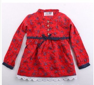 Flower print baby girl long sleeve shirt,brand infant girl's dress shirt lace bottom,kids girl autumn blouse,babywear 0~3years