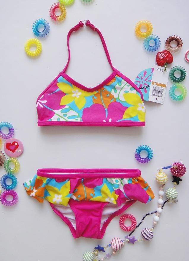 Flower print bellyached paragraph of the girl child female child swimwear beach swimsuit hot springs