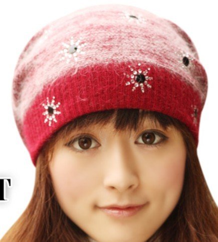 Flower pure millinery rabbit fur hat knitted hat for women