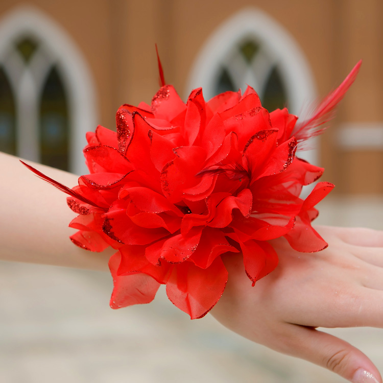 Flower wrist length flower hair accessory hair accessory red hand flower