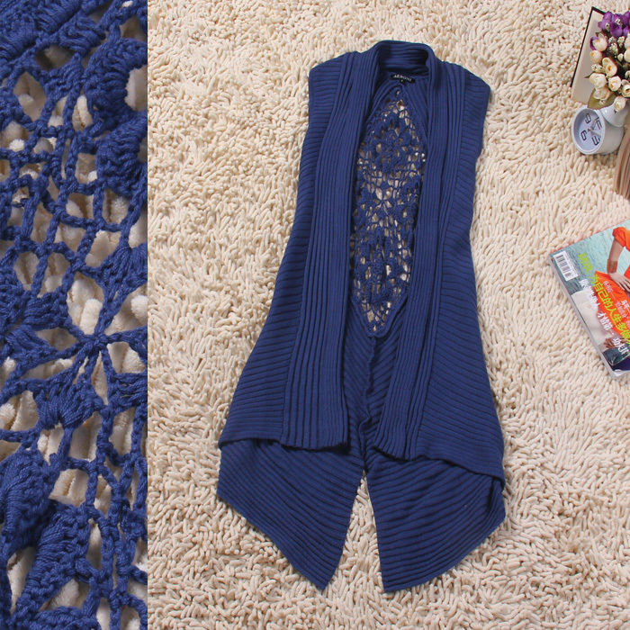 Flowers 2012 spring ft cutout decorative pattern placketing sweep knitted vest 9020