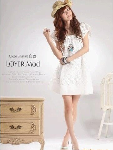Flowers Lace Net Mini Dress ,Newest Sweet Fashion Cozy Lace Short,Cozy Lace Dress,free shipping !