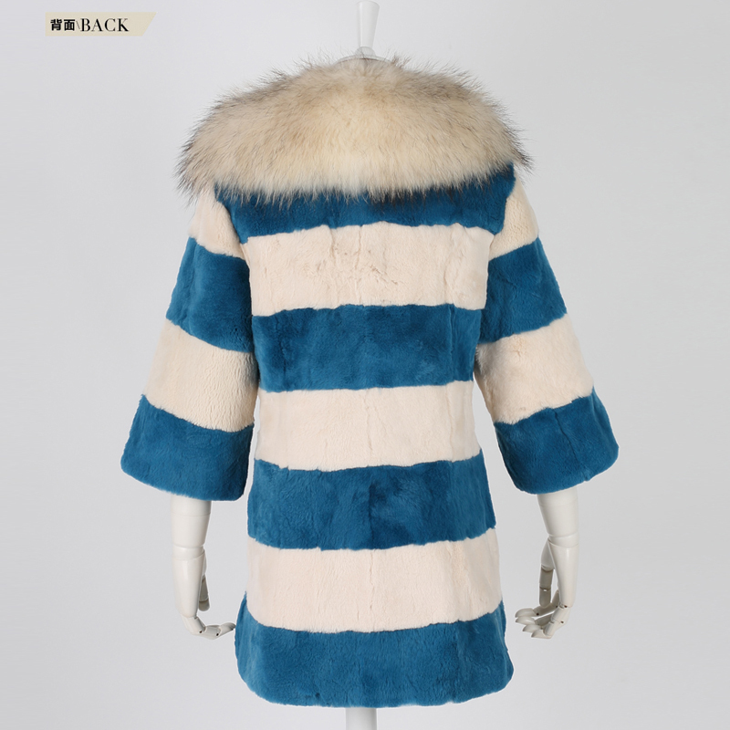 Flying Lady 2012 new special import whole skin Rex Rabbit velvet rabbit fur coat raccoon fur collar detachable