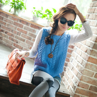 Flying single british style vintage twisted sweater vest waistcoat pullover sweater loose sweater vest bf