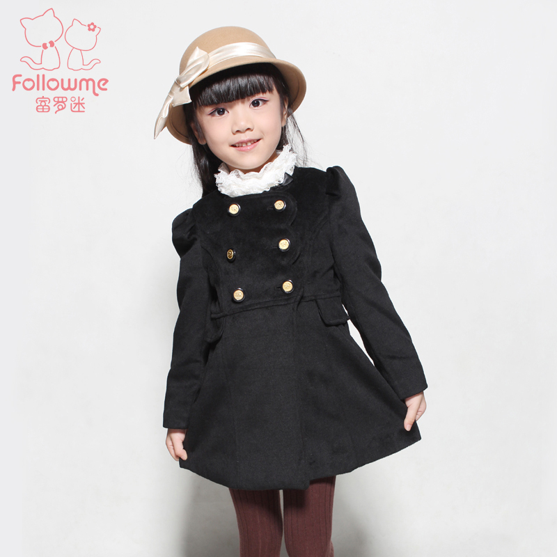 FOLLOWME autumn female child outerwear princess o-neck solid color child long-sleeve outerwear