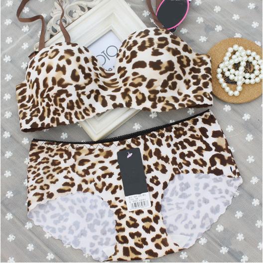 For women B1026B#classic leopard print One-Piece  type seamless bra sets sexy fashion underwear sets