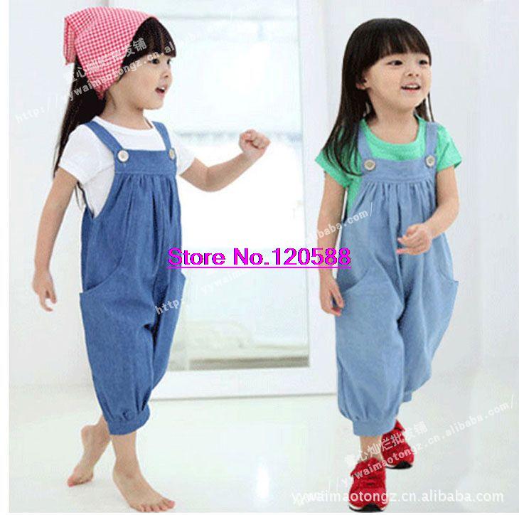 Foreign trade childrens clothing overalls children thin girls jeans denim jumpsuits authentic  - paragraph 2Free Shipping