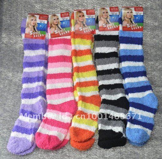 Foreign trade tall canister coral fleece article socks thickening cotton socks grain stockings/warm their towel socks