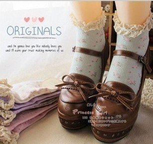 Forest of Japanese socks piles of socks cotton floral lace socks retro sweet woman socks socks