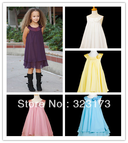 Formal Chiffon A-line with Flower Knee Length Children's Evening Dresses