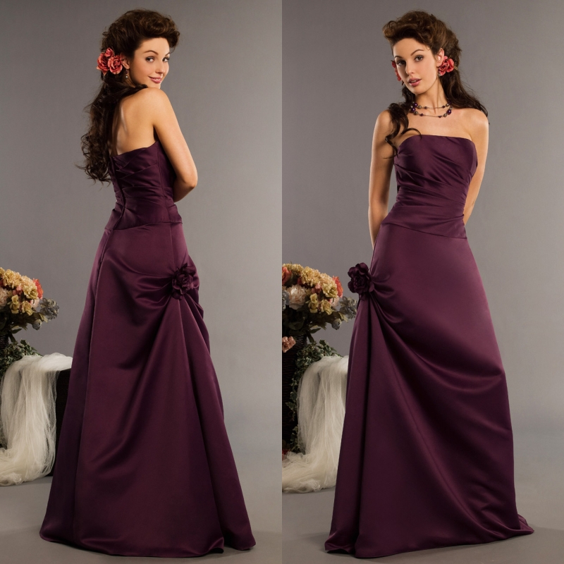Formal dress music dancing party evening dress purple color formal dress tube top silks and satins formal dress he94