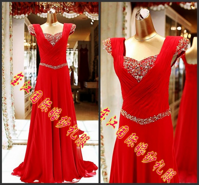 Formal dress toast the bride married formal dress red formal dress long design xj8686