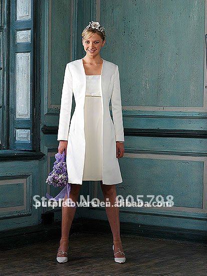 Formal length long sleeve satin wedding jacket