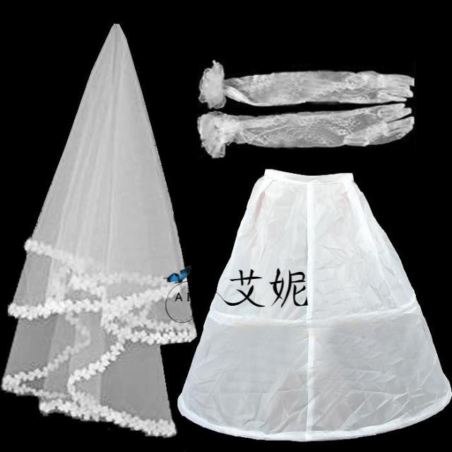 Formal wedding dress accessories bundle piece set pannier veil gloves