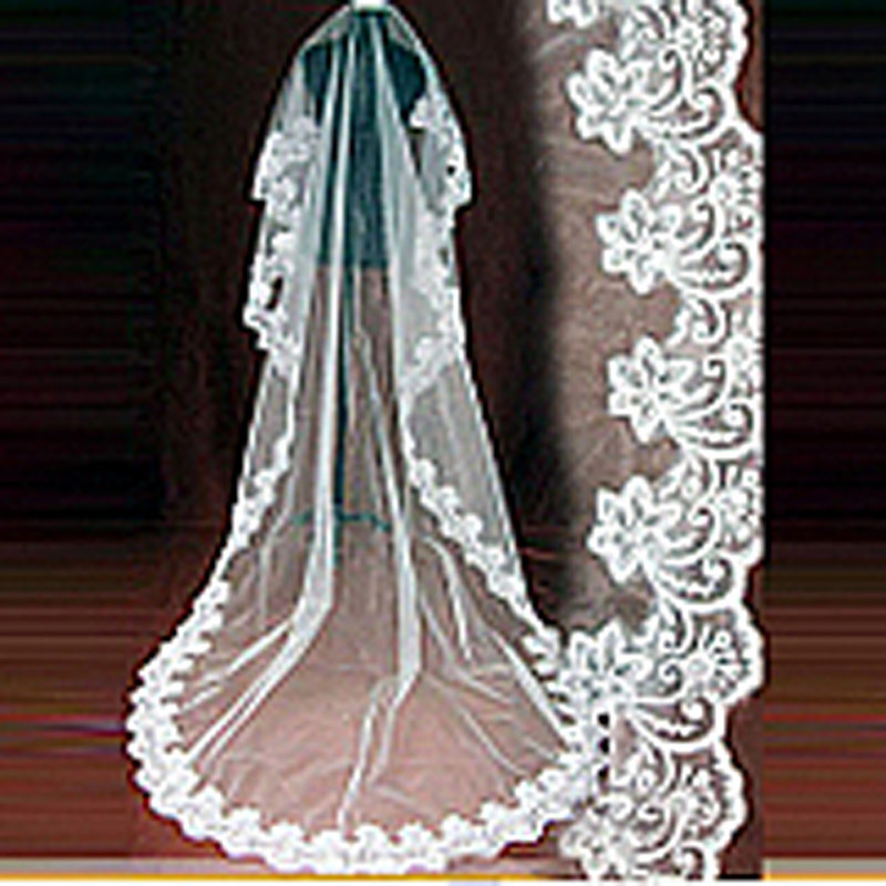 Formal wedding dress accessories train wedding dress lace decoration veil big laciness 3 meters veil bride