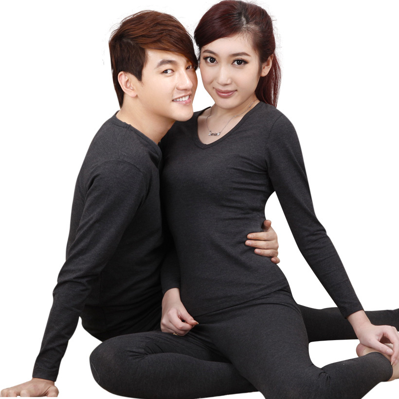 Foundation underwear thick wool lovers sleepwear thermal underwear set male women's long johns set