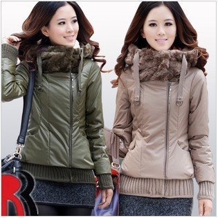 Four Colors 2012 New Korean Women's Casual Thickened Fur Collar Winter Short Coat Women PU Warm  Jacket M-XL