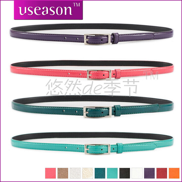 Four seasons all-match candy color japanned leather thin belt brief women's decoration strap waist decoration (BL003)