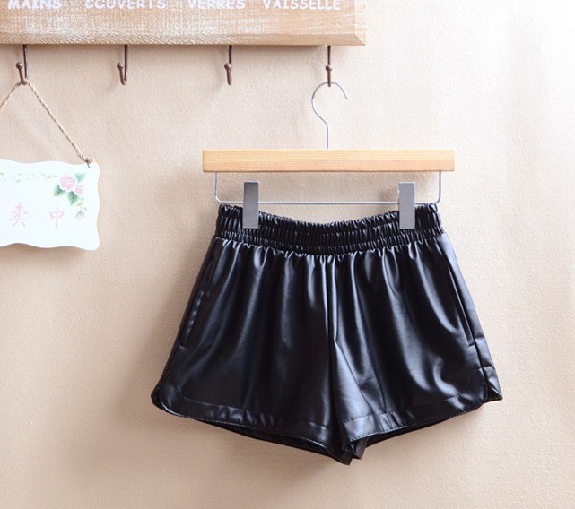 Four seasons all-match fashion trend of the pants leather shorts hemming legging