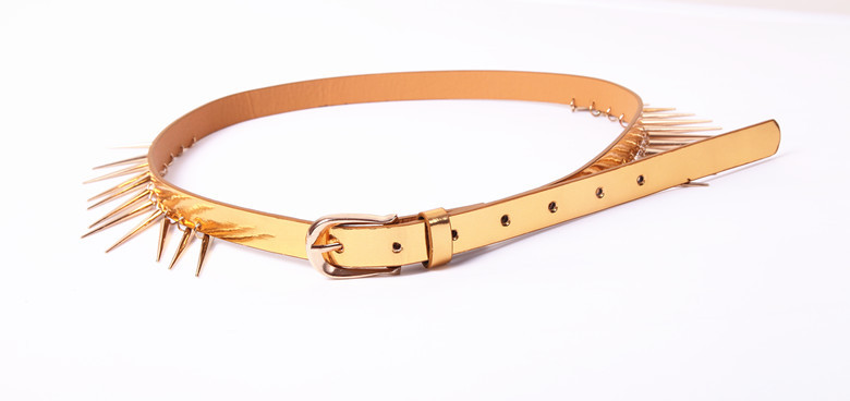 Four seasons general 2013 fashion mix match metal rivet japanned leather women's belt thin belt