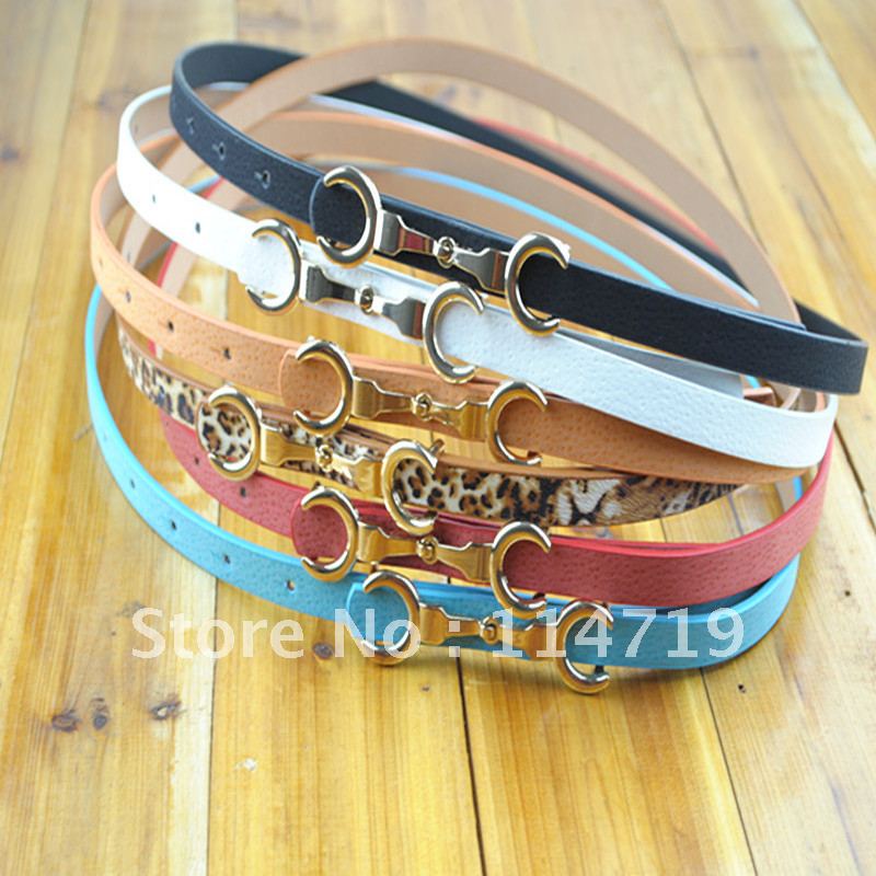 Four Seasons Hot-selling women's Fashion casual  all-match candy color thin belt genuine leather personality trend vampish