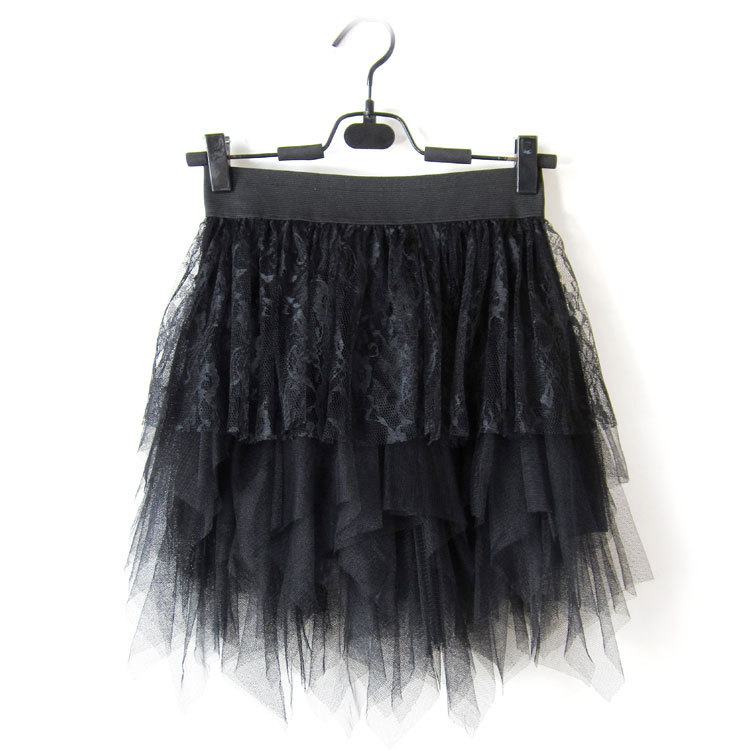 Four seasons lace yarn multi-layer irregular layered dress short skirt puff skirt basic skirt 615 2 Leather fashion
