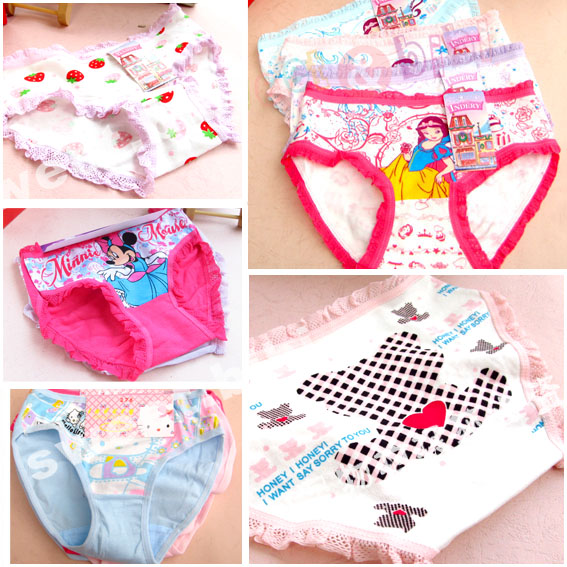 Four seasons spring and summer child female child laciness princess 100% cotton briefs panties