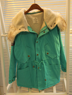 Fox fur drawstring slim waist medium-long thickening thermal berber fleece wadded jacket cotton-padded jacket free shipping