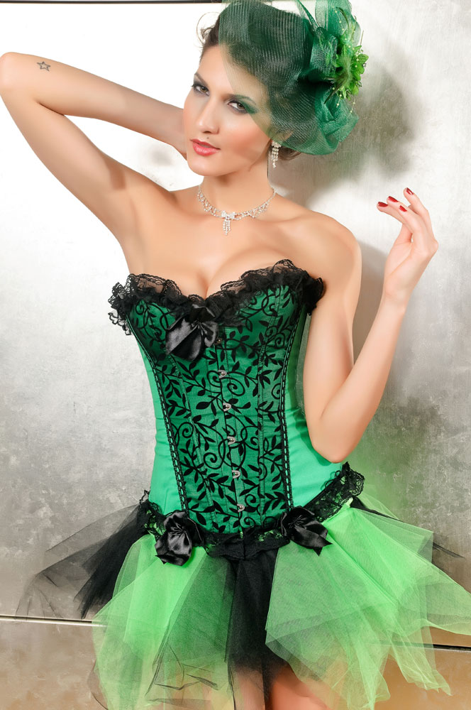 Frank.J Green sexy print royal shapewear small vest corselets breasted 5103 - 2 free shipping