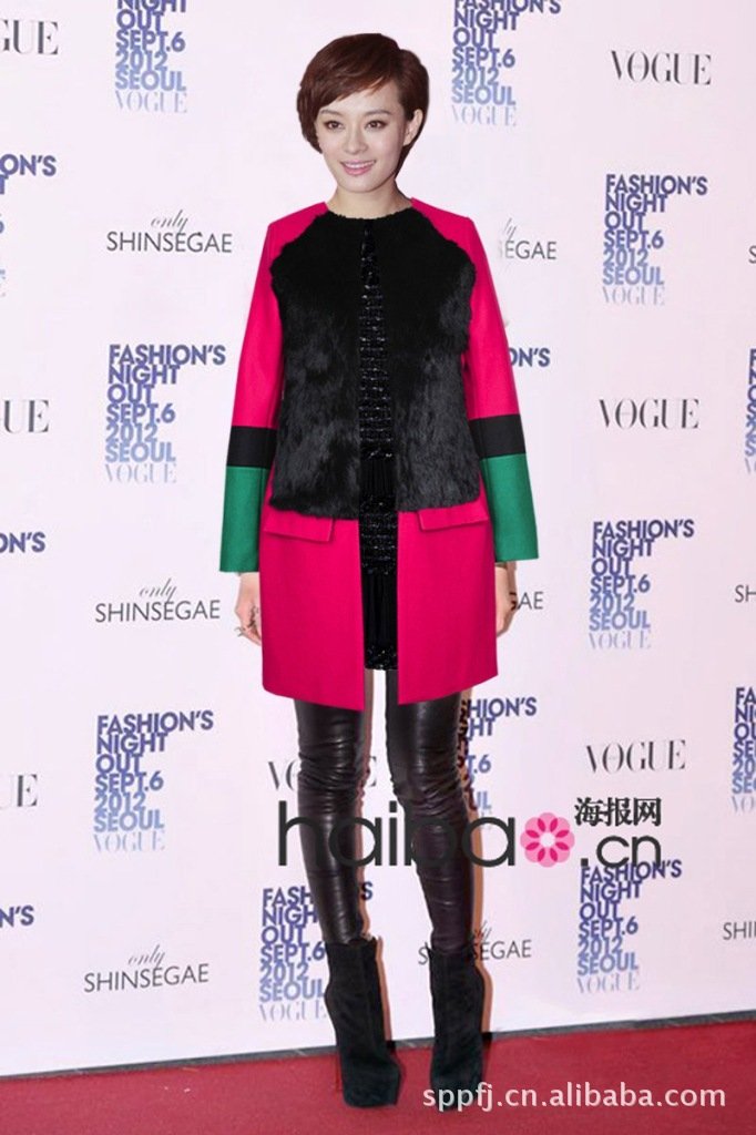 Freaky Sun Li Yao Chen with European high-end women's Outlet Center , rabbit fur mixed colors the trend coat / windbreaker