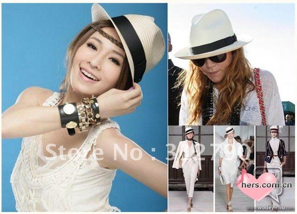 Free By EMS ! 2012 new style,Wholesale,colorful straw trilby hat straw fedora hat,fashion hat ,30pcs/lot