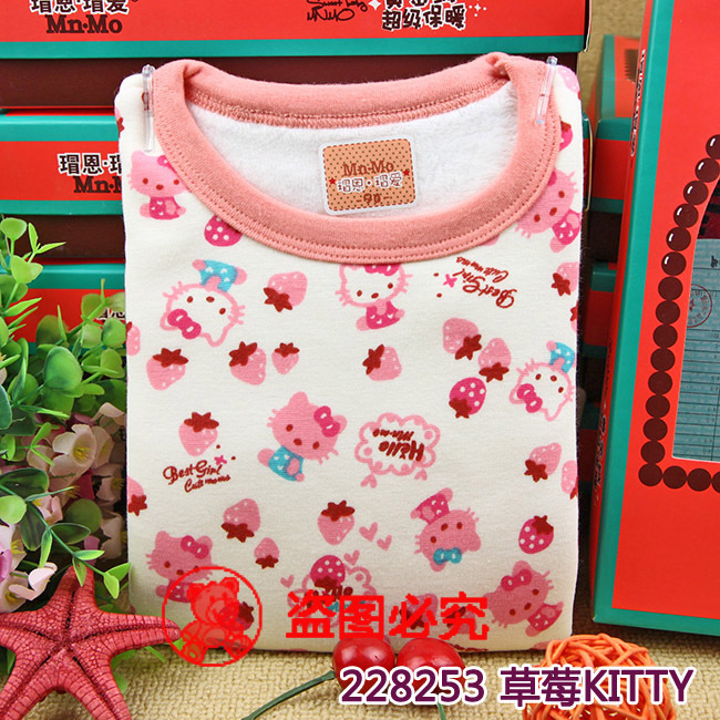 Free deliver wholesale 2012 gold velvet child thermal underwear plus velvet thickening female child sleep set